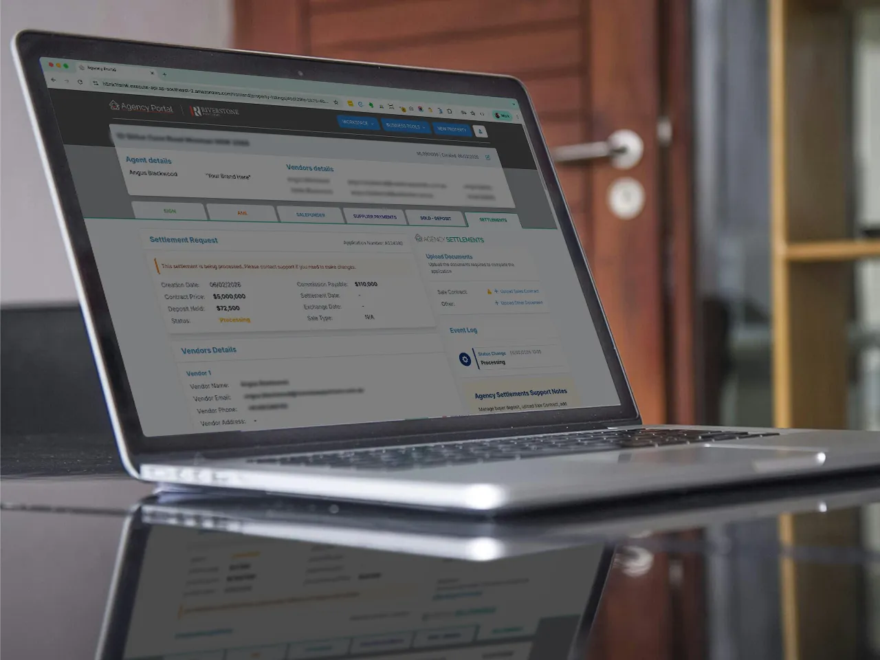 Agency Settlements on screen